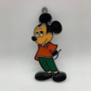 Vintage Disney Mickey Mouse Character Stained Glass 5" Ornament